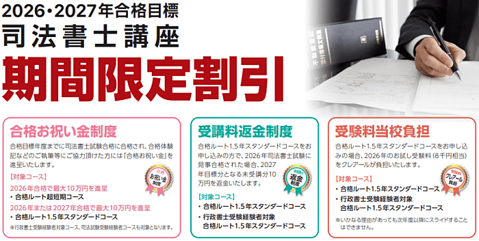 クレアール司法書士講座の割引・キャンペーン情報