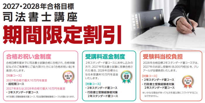 クレアール司法書士講座の割引・キャンペーン情報