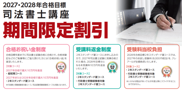 クレアール司法書士講座の割引・キャンペーン情報